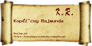 Kopácsy Rajmunda névjegykártya